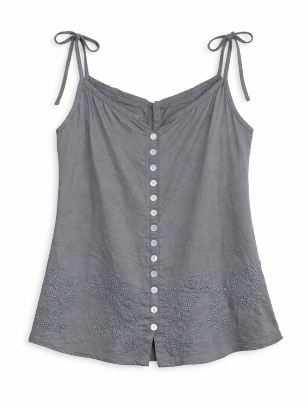 Mudd Olive Green Y2k Top with Embroidered Accents And Tie Straps, Size Large